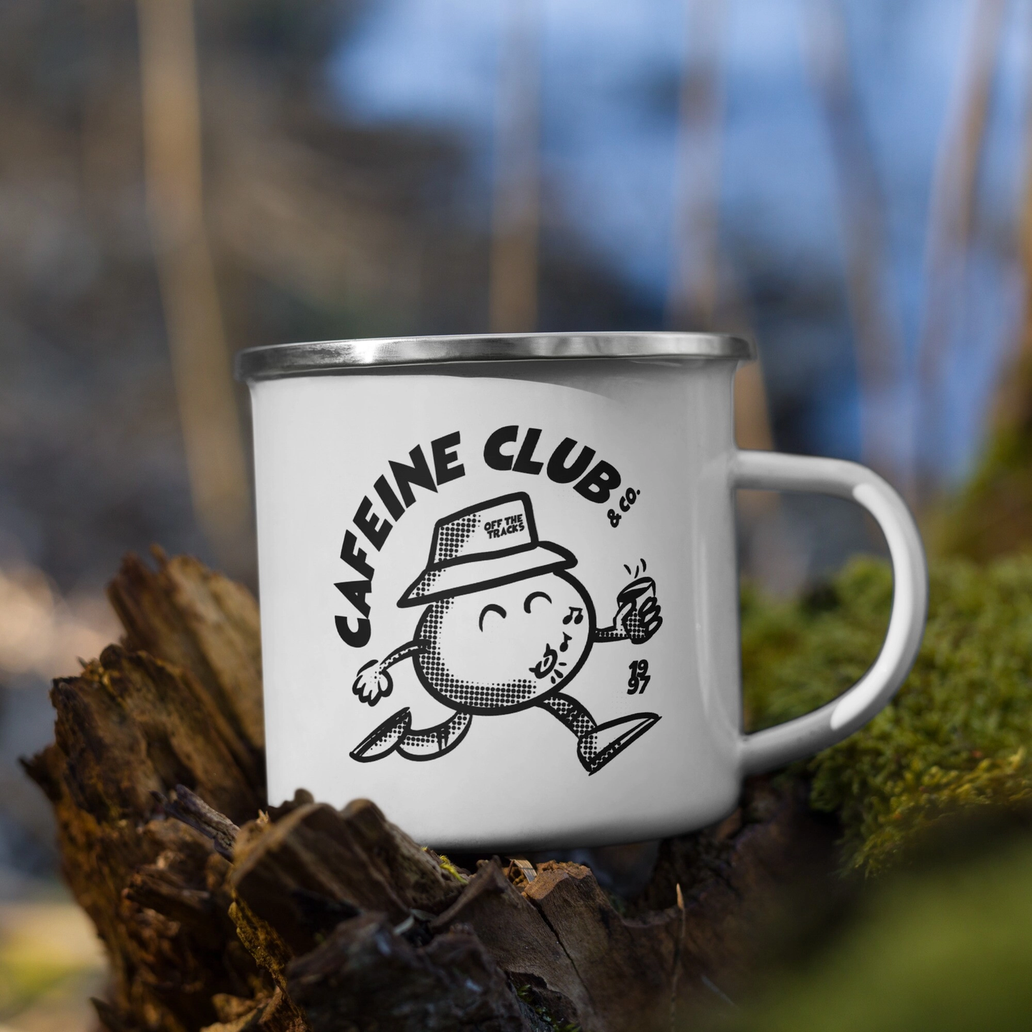 Mug en email Cafeine Club Co off the tracks